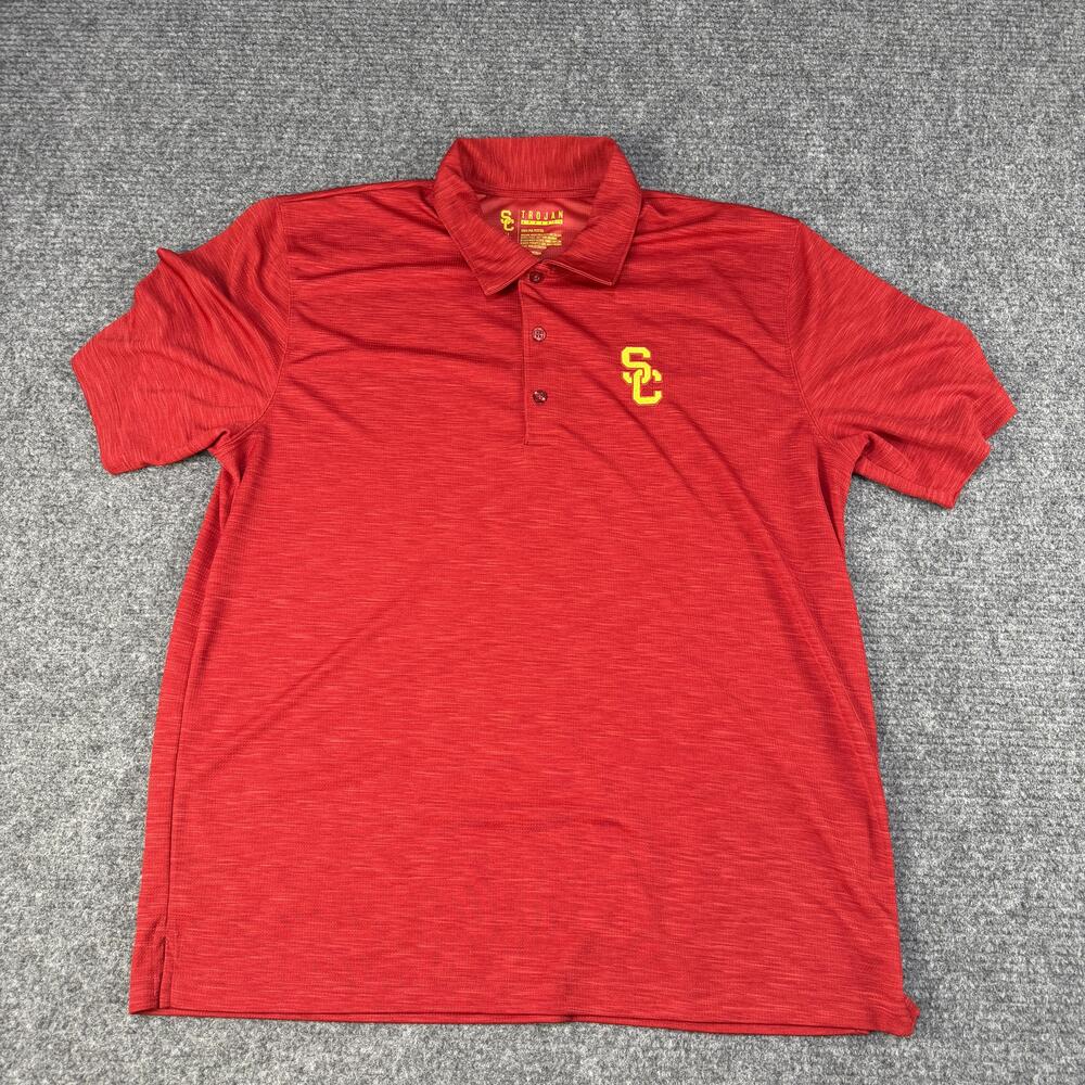 USC Trojans Shirt Mens XL Red NCAA Football Polo Trojan Apparel Performance